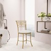 Dutton Metal Vanity Stool with Center Diamond Design Gold - Hillsdale Furniture: Upholstered White Seat, Elegant Curves - 3 of 4