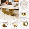 PAGED Petal Shaped Wooden Coffee Table, Modern Side Table with Rattan Shelf and Unique Tabletop, 31.5" Bedside Table for Living Room, Bedroom - 3 of 4