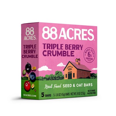 88 Acre Triple Berry Seed & Oat Granola Bars - 6g Protein - 8oz/5ct