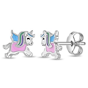 Girls' Unicorn in Flight Standard Sterling Silver Earrings - In Season Jewelry - 1 of 4