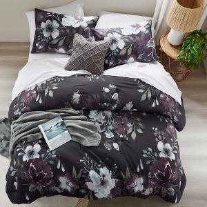 3 Pcs Cozy Floral Print Cotton Comforter Set, All Season Elegant Home Textile fits Lux Bedroom Decor - 1 of 4