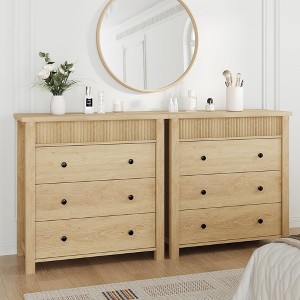 5 Drawer Dresser for Bedroom, Wooden Chest of Drawers, Fluted Storage Organizer for Living Room, Hallway and Entryway, Walnut - 1 of 4