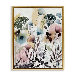 Stupell Industries Wild Florals Opaque Layers Soft Watercolor Pink Blue Floating Frame Canvas Art - 1 of 4