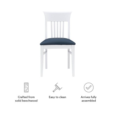 Coastal Cottage Charm White Faux Leather Dining Chairs, Set of 2