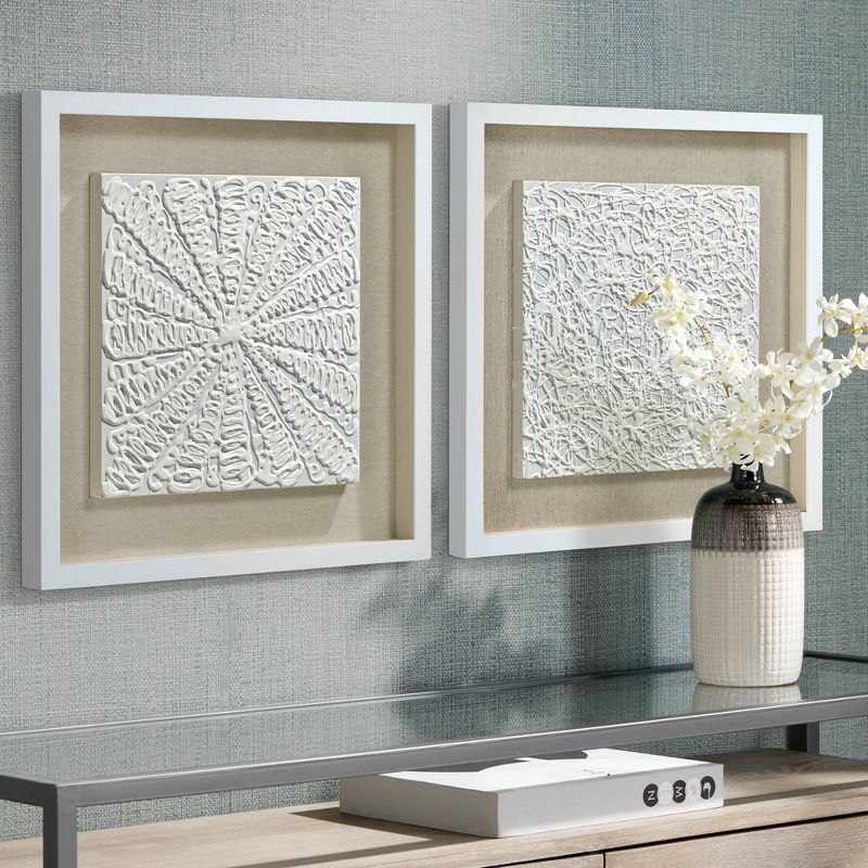 Dahlia Studios White Out 23 3/4" Square Framed Wall Art Set of 2, 2 of 12