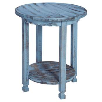 Country Cottage Round Wood End Table Antique Finish - Alaterre Furniture