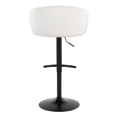 Set of 2 Adjustable Black Metal and Cream Velvet Swivel Barstools