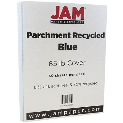 JAM Paper Parchment 65lb Cardstock 8.5 x 11 Coverstock Blue Recycled 96700000