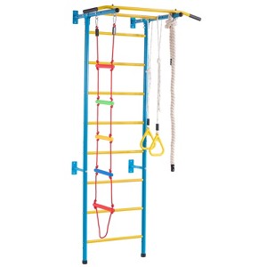 VEVOR Indoor Jungle Gym for Toddlers, 5-in-1 Climbing Playset with Carbon Steel Swedish Ladder and Wall Ladder, Supports 220 lbs, Multicolor - 1 of 4