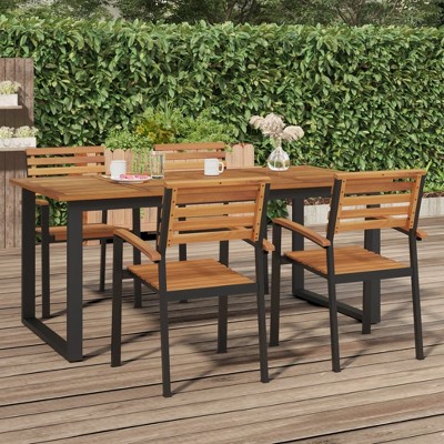 vidaXL Patio Table with U-shaped Legs 70.9 in.x35.4 in.x29.5 in. Solid Wood Acacia
