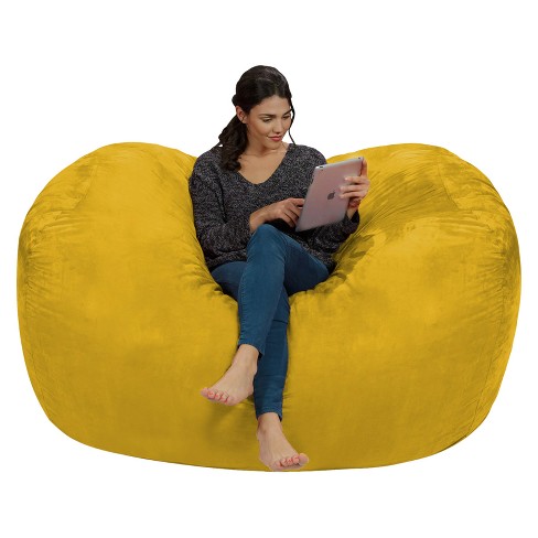 6' Large Bean Bag Lounger With Memory Foam Filling And Washable Cover Lemon  - Relax Sacks : Target