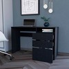 Vynxaria San Diego Computer Desk - 3 Drawers, 1 Open Shelf, Black Wengue Finish, Overall 47.44"W x17.08"D x29.52"H - 3 of 4