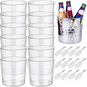 12-Pack 6.5" Clear Plastic Ice Buckets, BPA-Free Food Grade Multi-Purpose Drink Cooler with 12 Tongs, for Weddings & Parties (Small Size) - 1 of 4