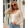 Womens Lightweight Knit Cardigan V Neck Long Sleeve Front Button Down Elegant Shrugs for Dresses,Beige - M - 3 of 4