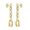 Guili Luxe Links 14K Gold Plated Sterling Silver Rectangle Link Linear Dangle Earrings with Cubic Zirconia for a Modern Chic Statement - 2 of 2