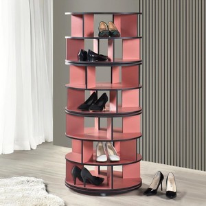 Kings Brand Furniture Cassidy 360° revolving shoe rack—perfect for closets, entryways, bedrooms, or hallways for stylish, space-saving storage - 1 of 4