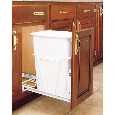 White 35 Quart Pull-Out Trash Can with Sliding Frame