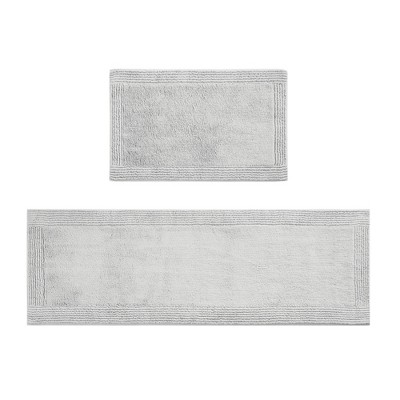 Gray Cotton Tufted Reversible Bath Rug Set