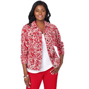 Jessica London Women's Plus Size Classic Cotton Denim Jacket - 1 of 4