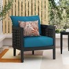 Outdoor Acacia Wood Club Chair with Cushions, Weather-Resistant Wicker Accent, Deep Seating for Patio, Garden & Backyard-Coolbibila - 3 of 4