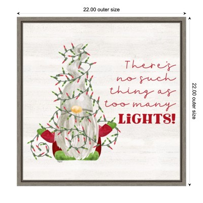 Gnome for Christmas Sentiment Canvas Wall Art in Grey Frame