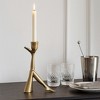 Decorative Pillar Candle Holder for Table Decor - Metal Candlestick Holder with Sculptural Figurative Legs for Taper Candles - Gold - 3 of 4