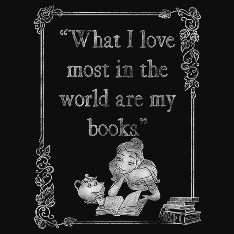Juniors Womens Beauty and the Beast Belle Loves Books T-Shirt, 2 of 5