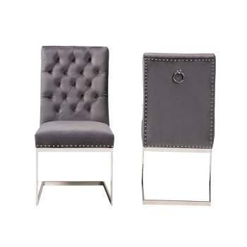 2pc Sherine Velvet Fabric and Metal Dining Chair Set - Baxton Studio