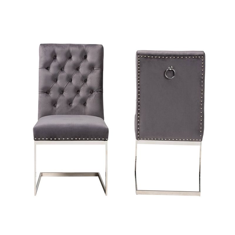 2pc Sherine Velvet Fabric and Metal Dining Chair Set - Baxton Studio, 1 of 12