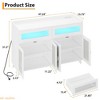 Modern Sideboard with Rattan Doors & Power Outlet - 2 Drawers, LED Lighting, Adjustable Shelves - For Dining Room & Living Room - 2 of 4