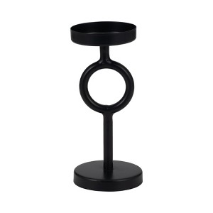 Sagebrook Home 8" Metal Candle Holder - Contemporary Black Iron Narrow Round Candle Holder for Home, Office, Event Decor - Centerpiece Candle Decor - 1 of 4