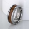 Jewelry Avalanche Mahogany Wood Inlay Beveled Tungsten Carbide Wedding Band, Comfort-fit, 8mm - 2 of 4