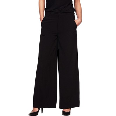 Ellos Women's Plus Size Woven Wide Leg Pants, 14 - Black : Target