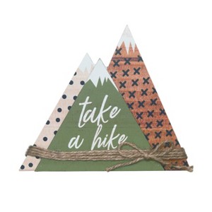 Transpac Wood 7.75 in. Green Spring Take A Hike Layered Mountain Decor - 1 of 4