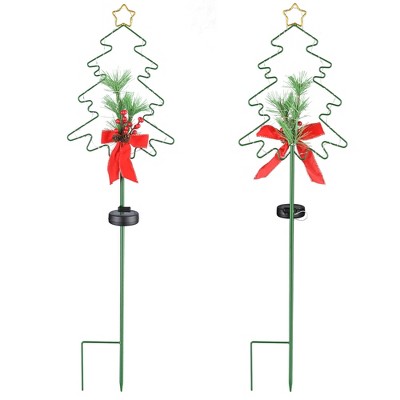 Yescom 2 Pcs Red Berries Tree Stake Christmas Pathway Decoration Waterproof for Garden Yard