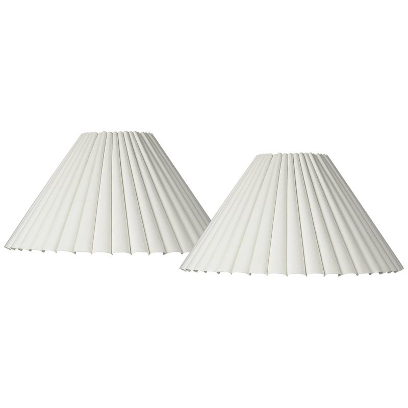 Springcrest Set of 2 Box Pleat Empire Lamp Shades Antique White Large 7" Top x 20.5" Bottom x 10.75" High Spider Harp and Finial, 1 of 7