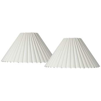 Springcrest Set of 2 Box Pleat Empire Lamp Shades Antique White Large 7" Top x 20.5" Bottom x 10.75" High Spider Harp and Finial