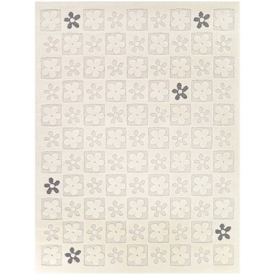 Alyson Gray Floral Synthetic Kids' Area Rug 5'3" x 7'