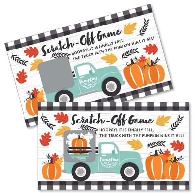 Big Dot of Happiness Happy Fall Truck - Harvest Pumpkin Party Game Scratch Off Cards - 22 Count