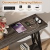 Aheaplus 70.9'' Console Table with Charging Station, Industrial Metal Frame Sofa Table with Storage Shelf - 4 of 4