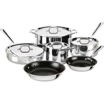 All-Clad D3 3-Ply Stainless Steel Non Stick Cookware Set 10 Piece