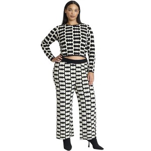ELOQUII Women's Plus Size Intarsia Sweater Pant - 1 of 4