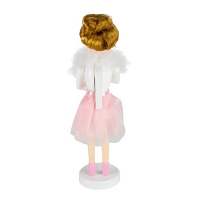 14" Pink Wooden Christmas Nutcracker Ballerina with Tulle Skirt