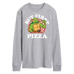 Men's - Teenage Mutant Ninja Turtles - But First Pizza Long Sleeve Graphic T-Shirt - 1 of 4
