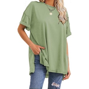 EXLURA Womens Summer Oversized T Shirts Casual Short Sleeve Loose Maternity Tops Crewneck Tunic Plus Gym Workout Top - 1 of 4