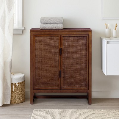 Hatteras Modern Boho Accent Cabinet with Solid Wood & Natural Rattan Accents-Teamson Home