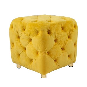 EHMKNP Modern Velvet Upholstered Ottoman – Exquisite Small End Table, Foot Stool & Dressing Chair - 1 of 4
