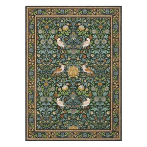 Washable Floral Living Room Rugs, Modern Farmhouse Bird Print Botanical Carpet for Bedroom, Soft Non Slip Floor Cover for Girls Nursery Room - 1 of 4