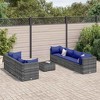 vidaXL Patio Lounge Set with Cushions Sectional Sofa Garden Backyard Poly Rattan - Gray and Blue 7-Piece - 2 of 4