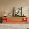 Modern TV Stand for 90" TV, Media Console Table with Storage, TV Storage Cabinet with Open Compartments, Natural Wood - 4 of 4
